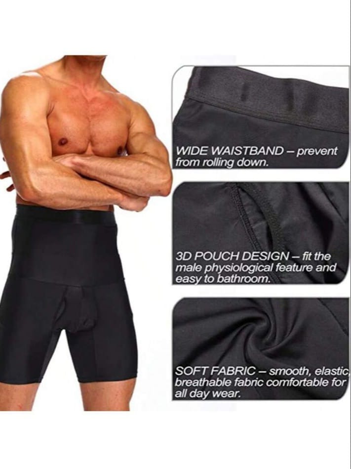 Men's High-Waist Compression Shapewear Shorts – Tummy Control & Thigh Slimming Body Shaper
